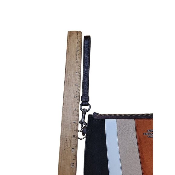 Coach Charlie Pouch Medium Wristlet Purse Designer Handbag Patchwork Stripes - Picture 15 of 16